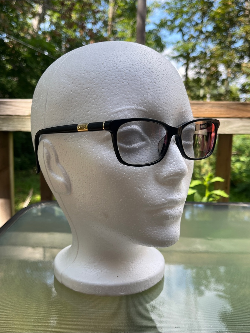 Chloe Black Rectangle Glasses with Gold Accent